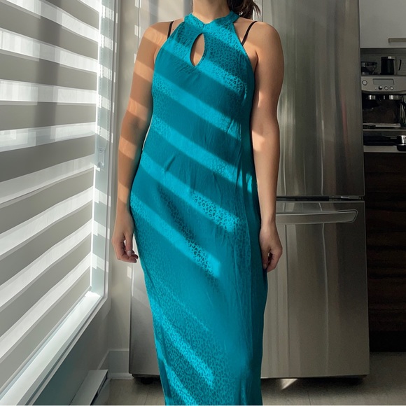 Teal leopard YFB long lou lou dress blue - Picture 5 of 5